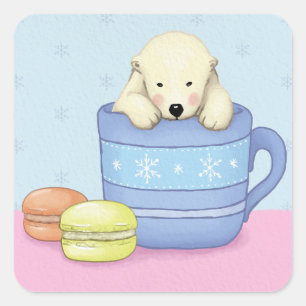 Adesivo Quadrado Ilustração do Urso Polar Bonito