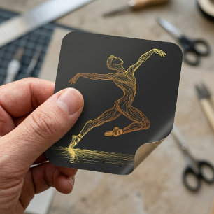 Adesivo Quadrado Ilustração Elegante do Dançador de Balés de Arte d