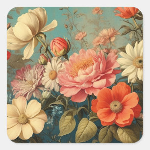 Adesivo Quadrado Ilustração Floral