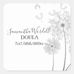 Adesivo Quadrado Ilustração Floral Nascimento Doula Ou Parteira