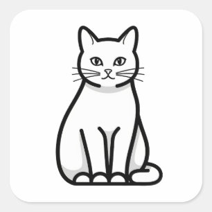 Adesivo Quadrado Ilustração Minimalista de Gato Calmo