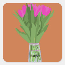 Ilustração Moderna da Flor de Tulip bonito + Nome