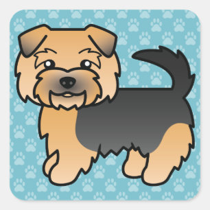 Adesivo Quadrado Ilustração Negra E Tan Norfolk Terrier Dog