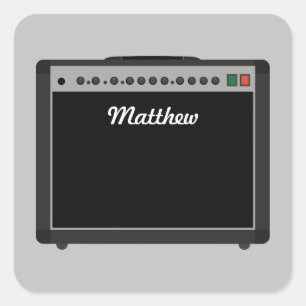 Adesivo Quadrado Ilustração personalizada do amplificador para
