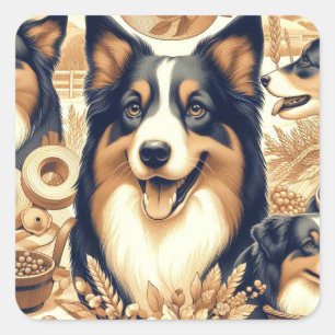 Adesivo Quadrado Ilustração Retro-australiana de Shepherd