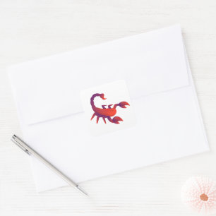 Adesivo Quadrado Ilustração Vetorial Escorpião Roxo Vermelho Gradie