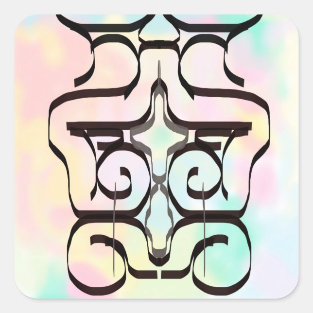 Adesivo Quadrado ilustrações de cores (Frente)