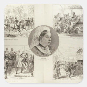 Adesivo Quadrado Ilustrações dos ataques na rainha Victoria