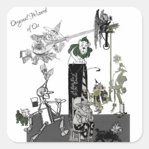 Adesivo Quadrado Ilustrações Originais do Mágico de OZ por W.W. Den