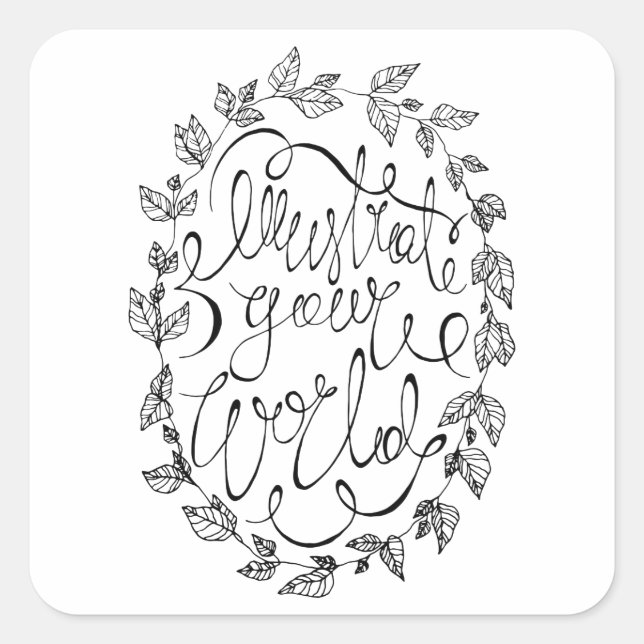 Adesivo Quadrado Ilustre sua caligrafia mundial (Frente)