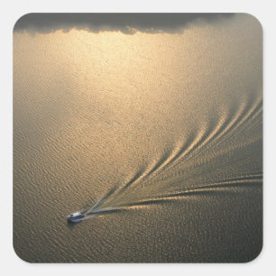 Adesivo Quadrado imagem aérea de barco no Lago Gatun Panamá