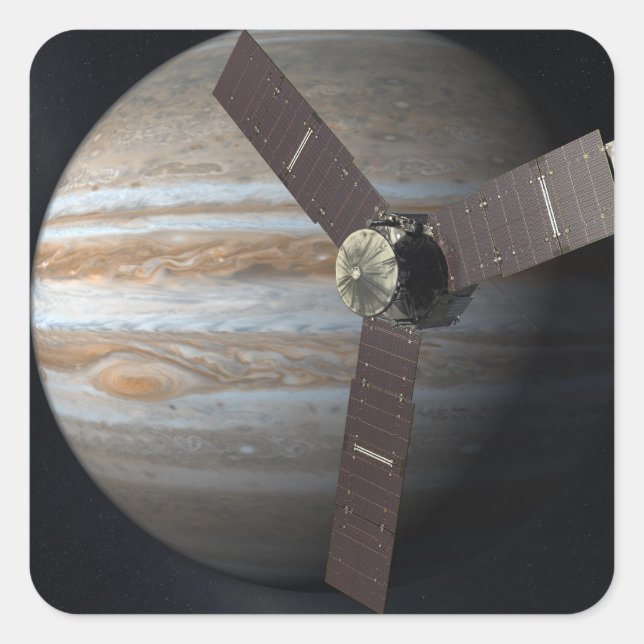 Adesivo Quadrado Imagem artística de JUNO orbiter em Júpiter (Frente)