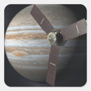Adesivo Quadrado Imagem artística de JUNO orbiter em Júpiter