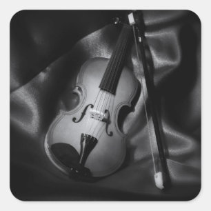Adesivo Quadrado Imagem b&W de vida estática de um violino