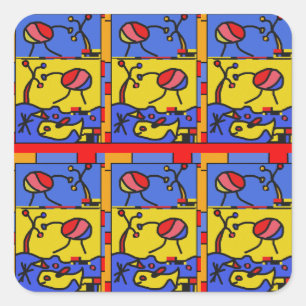 Adesivo Quadrado Imagem com arte moderna dos peixes