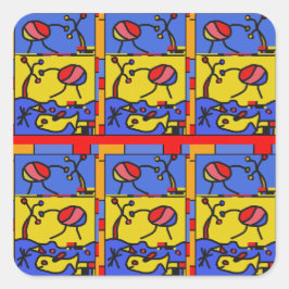 Adesivo Quadrado Imagem com peixes da arte moderna