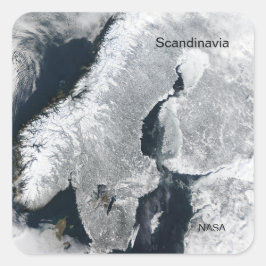 Adesivo Quadrado Imagem da NASA da Escandinávia Espacial no inverno