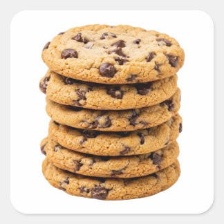 Adesivo Quadrado Imagem de Pilha de Biscoitos com Gotinhas de Choco