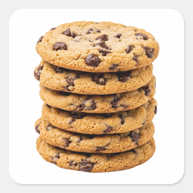Adesivo Quadrado Imagem de Pilha de Biscoitos com Gotinhas de Choco (Frente)
