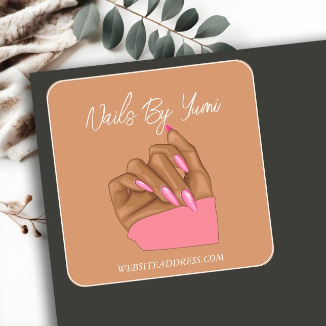 Adesivo Quadrado Imagem do Manicurista Elegante Nail Salon (Criador carregado)