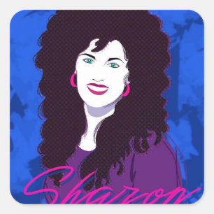 Adesivo Quadrado Imagem e nome do Sharon Stickers