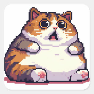 Adesivo Quadrado Imagem em pixel de gato laranja chocado