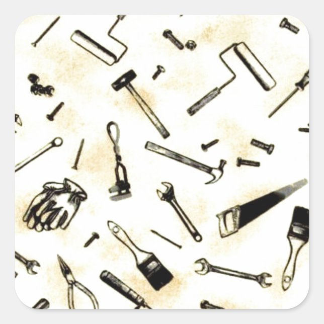 Adesivo Quadrado Imagem Fotográfica das ferramentas manuais do carp (Frente)