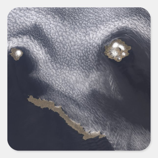 Adesivo Quadrado Imagem por satélite da ilha Semisopochnoi (Frente)