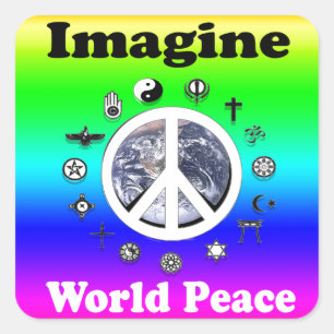 Adesivo Quadrado Imagine a paz de mundo