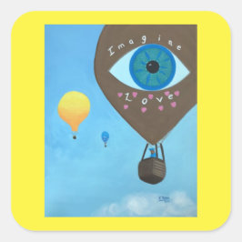 Adesivo Quadrado Imagine Love, Hot Air Balloons, stickers