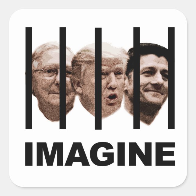 Adesivo Quadrado Imagine Trump, McConnell e Ryan atrás de Bares (Frente)