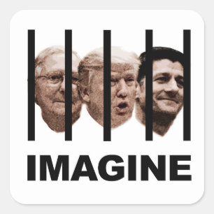 Adesivo Quadrado Imagine Trump, McConnell e Ryan atrás de Bares