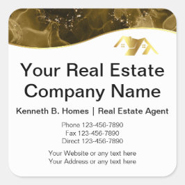 Adesivo Quadrado Imobiliário. Construção. Dourado negro