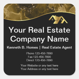 Adesivo Quadrado Imobiliário. Construção. Dourado negro