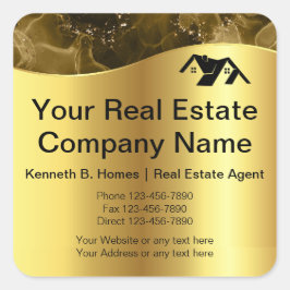 Adesivo Quadrado Imobiliário. Construção. Dourado negro