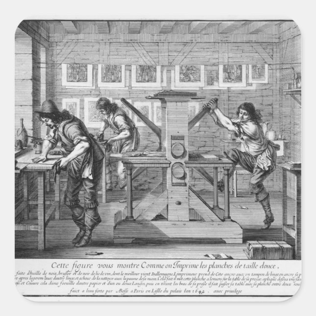 Adesivo Quadrado Imprensa francesa, 1642 (Frente)
