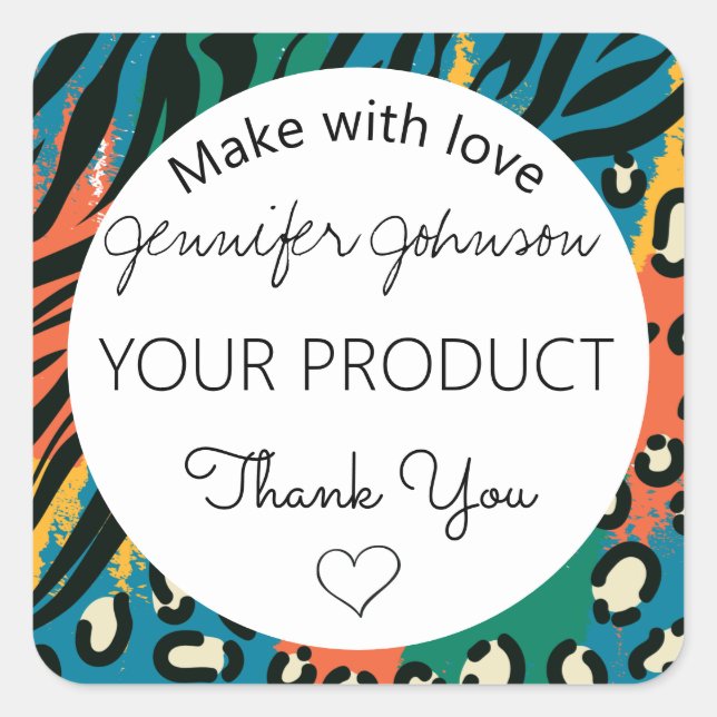 Adesivo Quadrado Impressão Animal Colorfu (Frente)