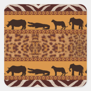 Adesivo Quadrado Impressão Animal Padrão Africano Jaguar Moderno Tr