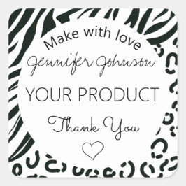 Adesivo Quadrado Impressão animal preto e branco