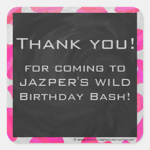 Adesivo Quadrado Impressão branco e rosa quente da vaca monográfica