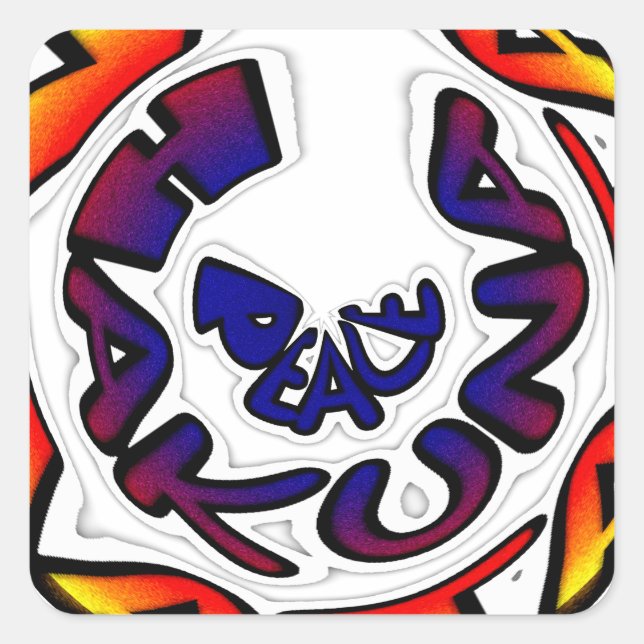 Adesivo Quadrado impressão de Arte Circular "Peace Hakuna Matata" (Frente)