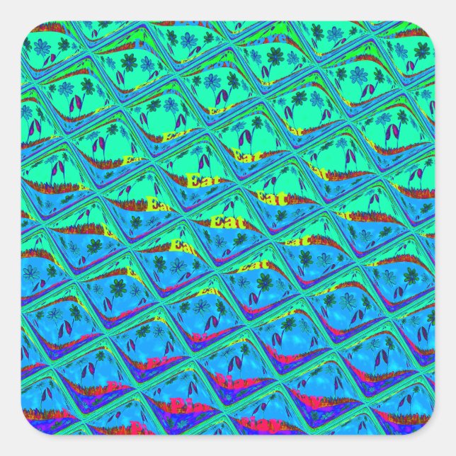 Adesivo Quadrado Impressão de Arte de Motif Azul Italiano (Frente)