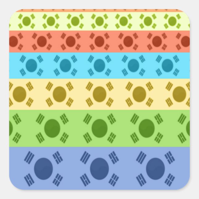 Adesivo Quadrado Impressão de Arte de Sinalizador Coreano com Vária (Frente)