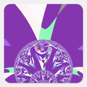 Adesivo Quadrado Impressão de Arte do Caleidoscópio Ciano Azul Retr