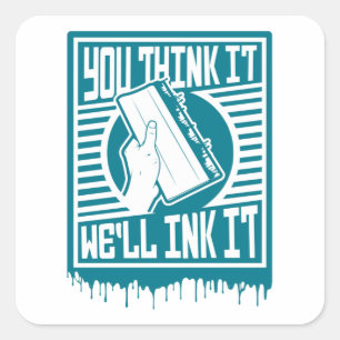 Adesivo Quadrado Impressão de Ecrã Design de Impressão Obey Ink