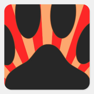 Adesivo Quadrado Impressão de Pata de Cachorro Radiante