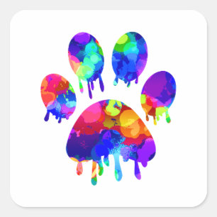 Adesivo Quadrado Impressão de Paw