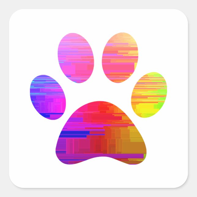 Adesivo Quadrado Impressão de Paw (Frente)