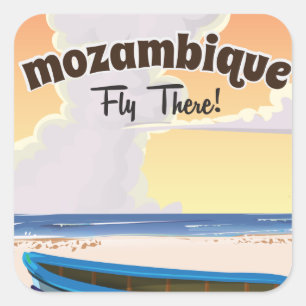 Adesivo Quadrado impressão de pôster de viagem de Moçambique