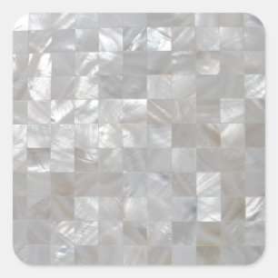 Adesivo Quadrado Impressão de prata branco da madrepérola telhado